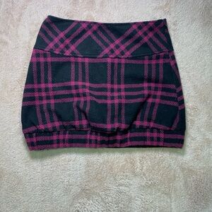 Seeyou Black and Pink Plaid Mini Skirt